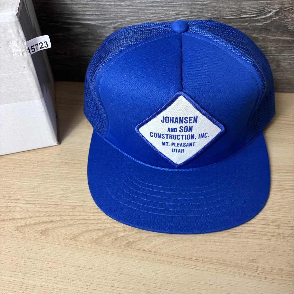VINTAGE Johansen & Son Construction Inc Hat Cap Snap Back Trucker Mens USA 90s - Picture 9 of 9